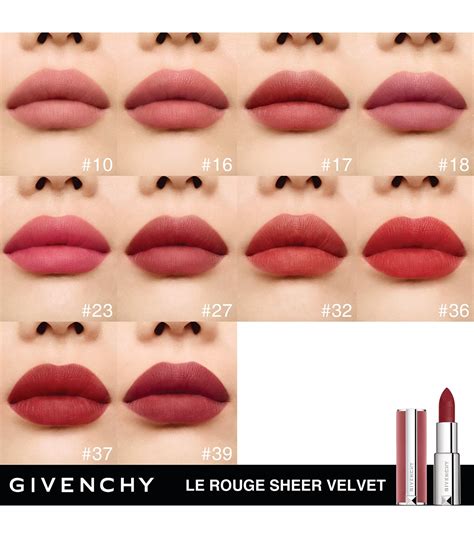 sheer velvet givenchy|Givenchy le rouge lipstick swatches.